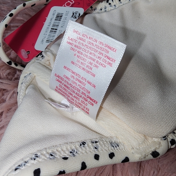 Small Spotted Smocked Xhilaration Bandeau Bikini Top - Picture 4 of 5